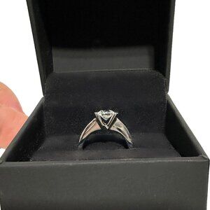 Natural Diamond 14k White Gold Tension Band Engagement Ring